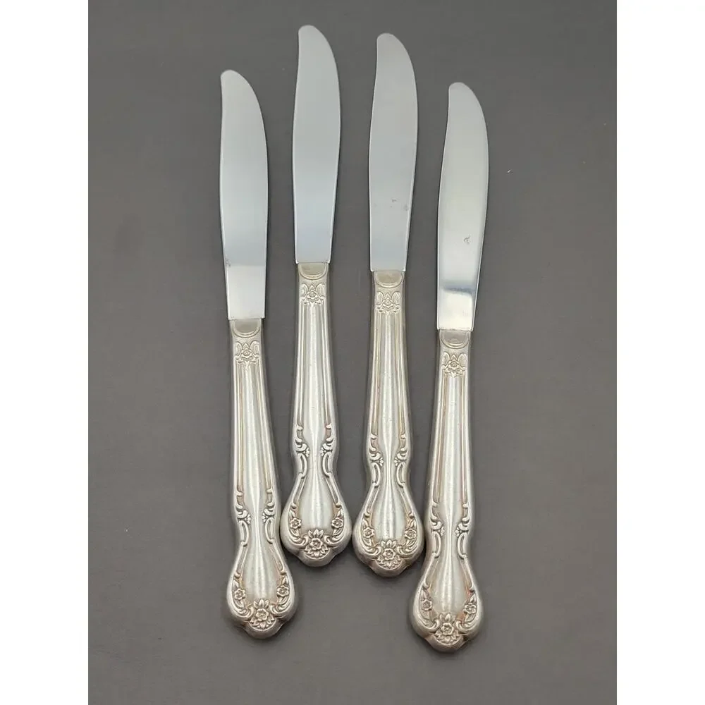 Rogers Brothers Daybreak Elegant Lady 4 Dinner Knives Reinforced Plate IS